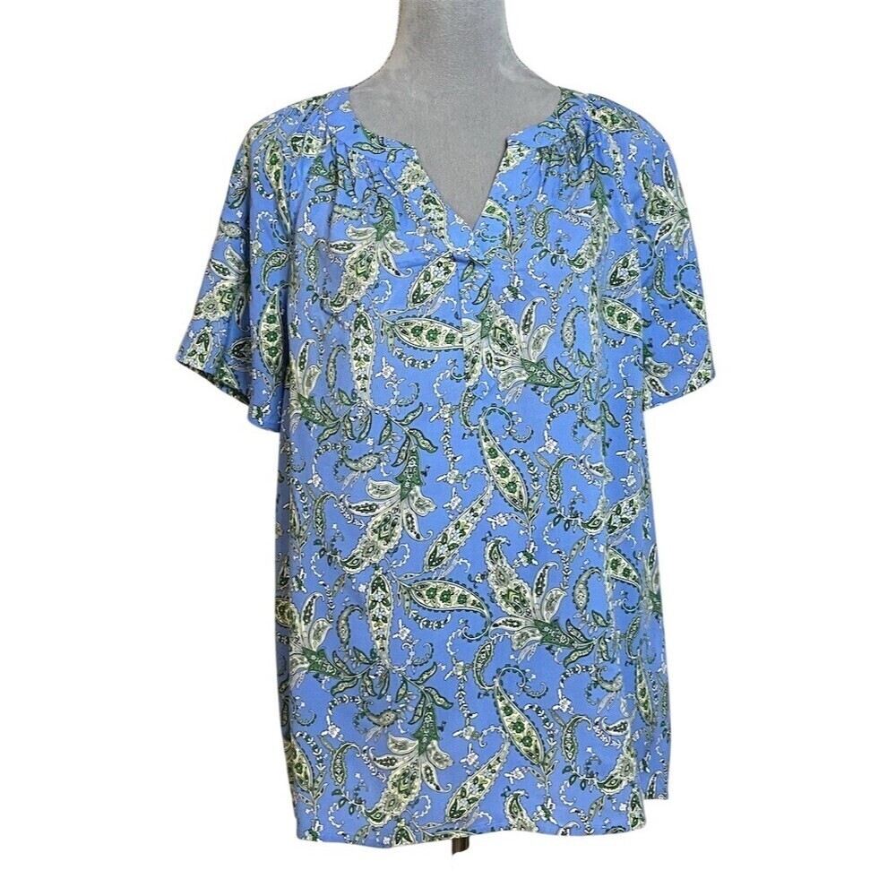 J. Jill Floral Tunic Top M Paisley Peasant Spring Blue Lightweight Summer
